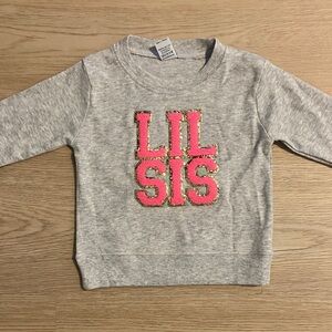 Charming Gray and Pink 'Lil Sis' Sweatshirt